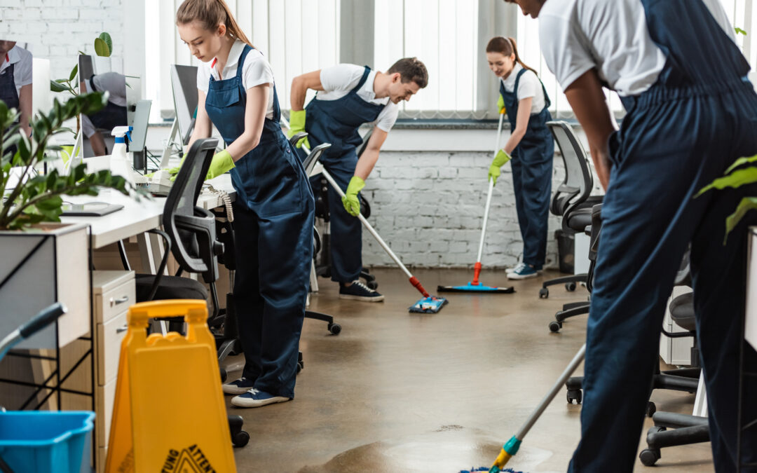 cleaners washing the floor